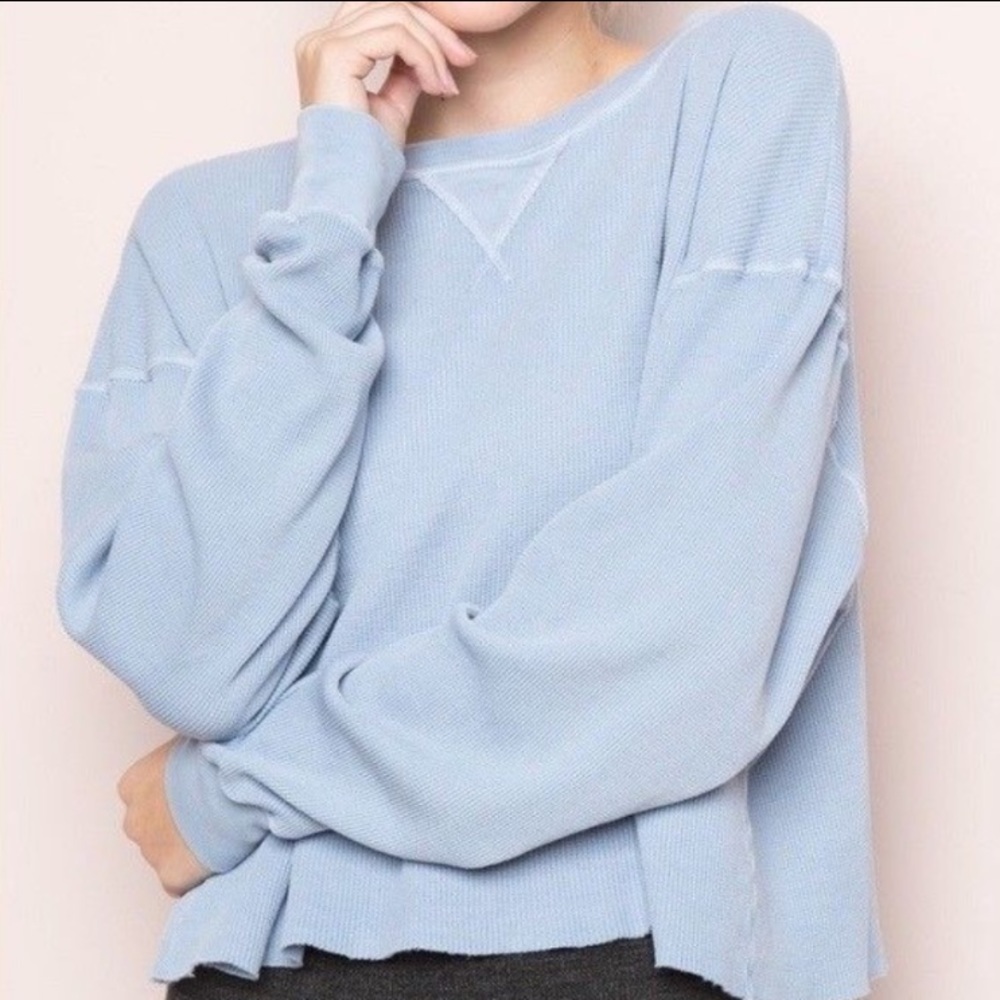 Brandy Melville Blue Thermal Top